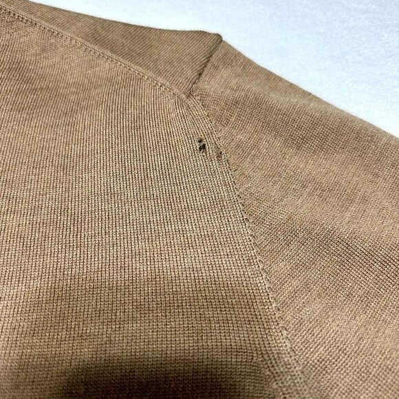 Nordstrom Mens Extra Fine Merino Wool Collared Sweater Polo Size L Camel *Flaw - Picture 3 of 11